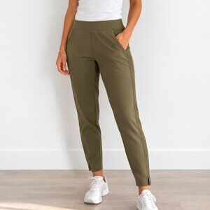 Athleta Olive Green Tapered Ankle Pants Ribbed Side Athletic Size 10